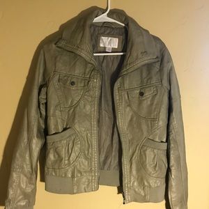 Green faux leather jacket